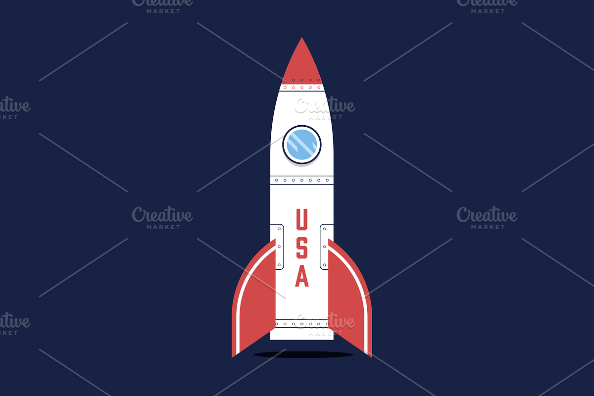 Retro Rocket Ship in Illustrations - product preview 8