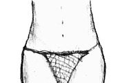 Back View Woman Drawing with Thong