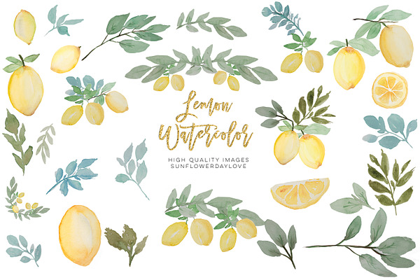 lemon watercolor clip art