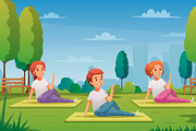Kids yoga in park background
