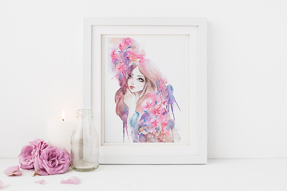 Flower Girl Watercolor Art in Illustrations - product preview 2