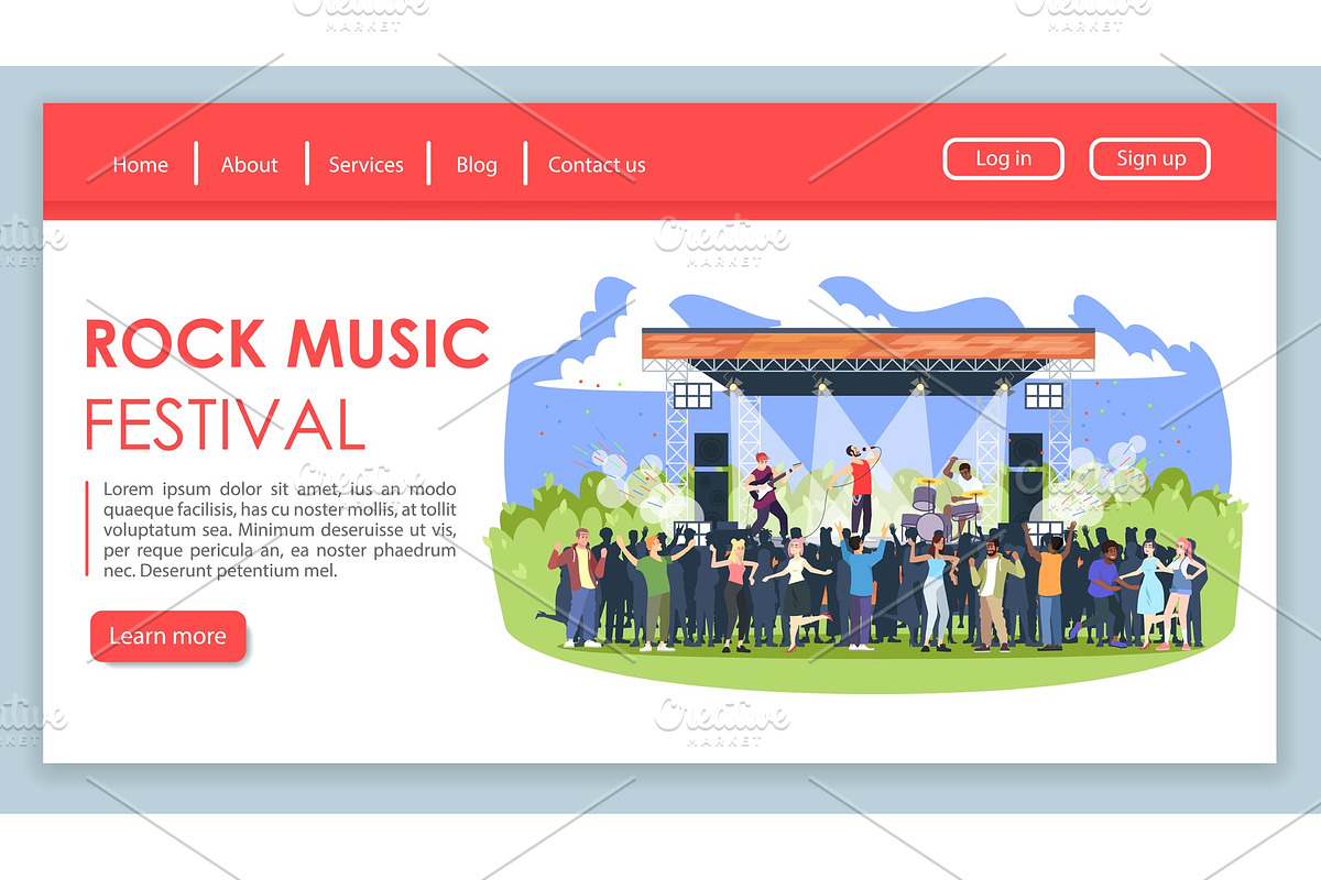 Rock music festival landing page in Landing Page Templates - product preview 8