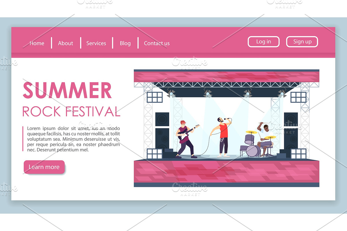 Summer rock festival landing page in Landing Page Templates - product preview 8