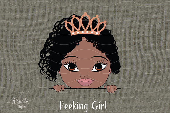 Peeking African American Little Girl in Illustrations - product preview 2