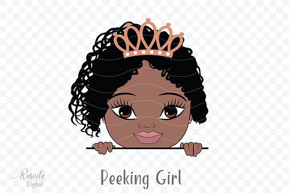 Peeking African American Little Girl in Illustrations - product preview 3