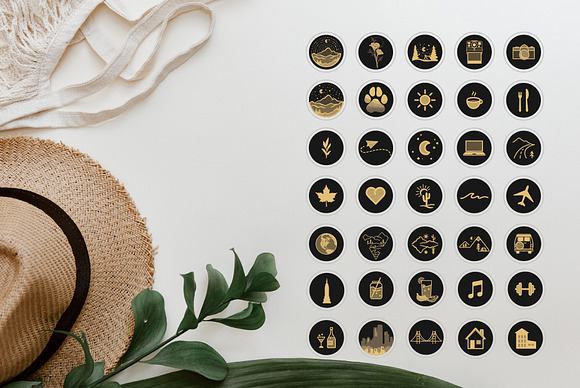 Black & Gold Travel Highlight Icons in Travel Icons - product preview 2