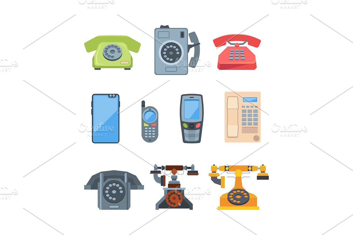 telephones. vintage old style in Illustrations - product preview 8