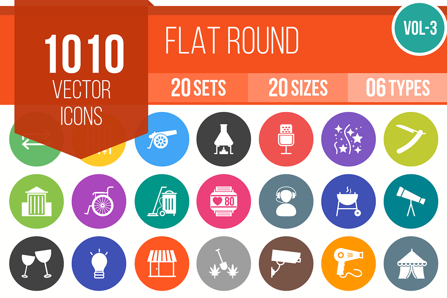 1010 Flat Round Icons (V3) in Graphics - product preview 8