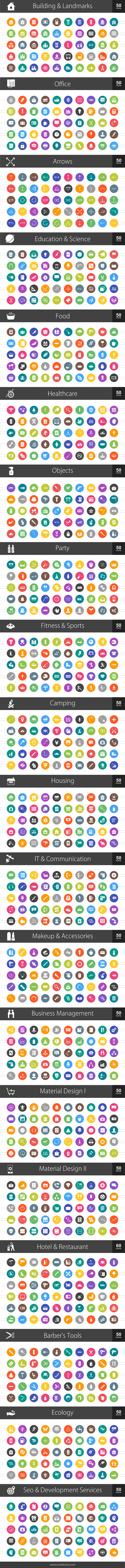 1010 Flat Round Icons (V3) in Graphics - product preview 1
