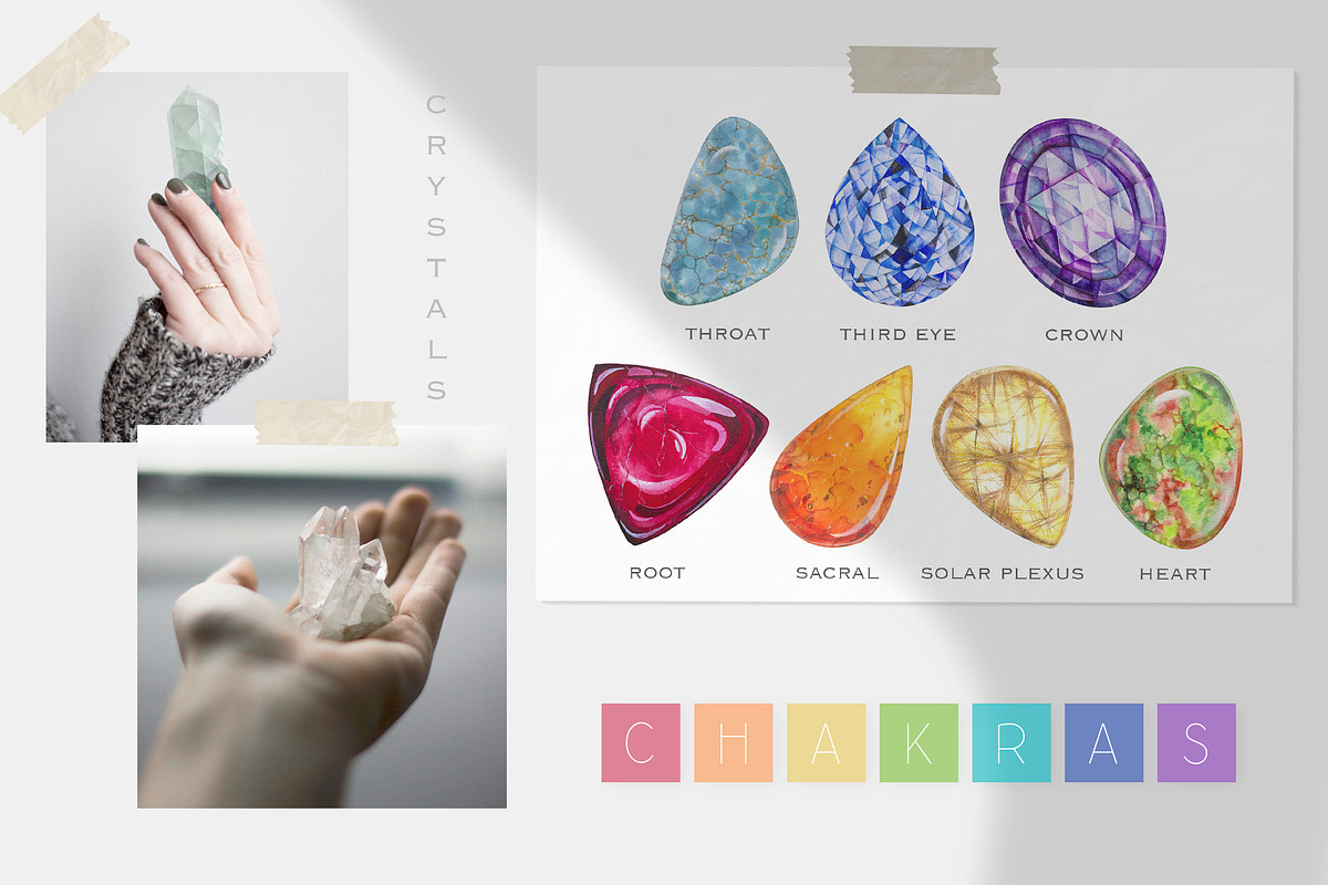 7 chakras - healing crystals in Illustrations - product preview 8