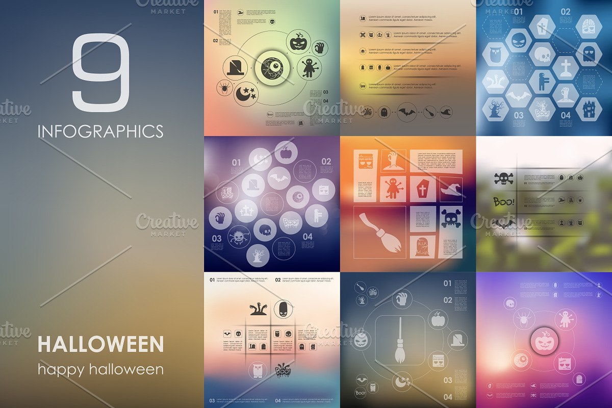 9 Halloween infographics in Presentation Templates - product preview 8