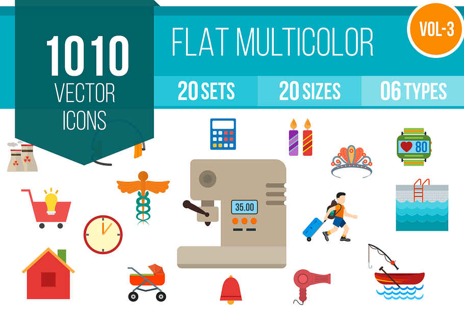 1010 Flat Multicolor Icons (V3)