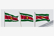 Set of Suriname waving flag vector