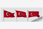 Set of Turkey waving flag vector