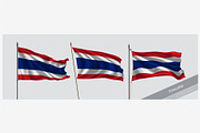 Set of Thailand waving flags vector
