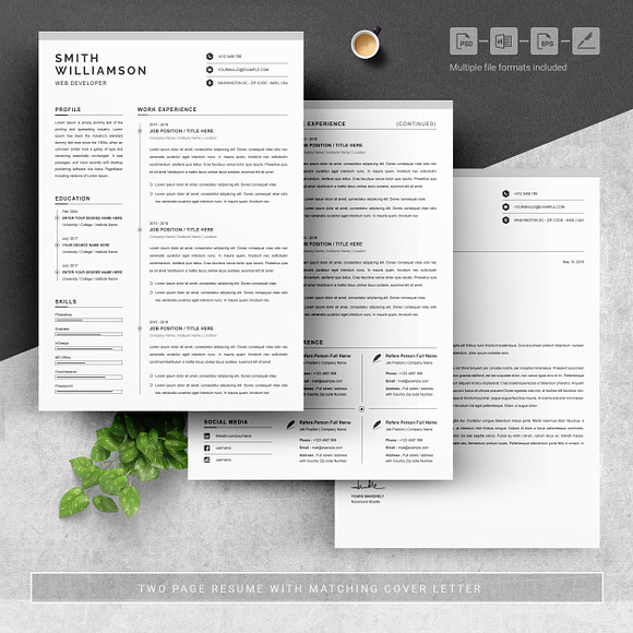 Clean Resume / CV Template MS Word in Letter Templates - product preview 1
