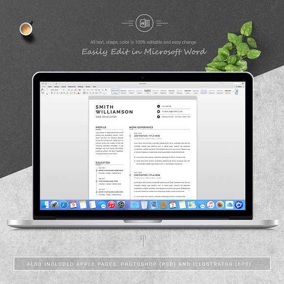 Clean Resume / CV Template MS Word in Letter Templates - product preview 3