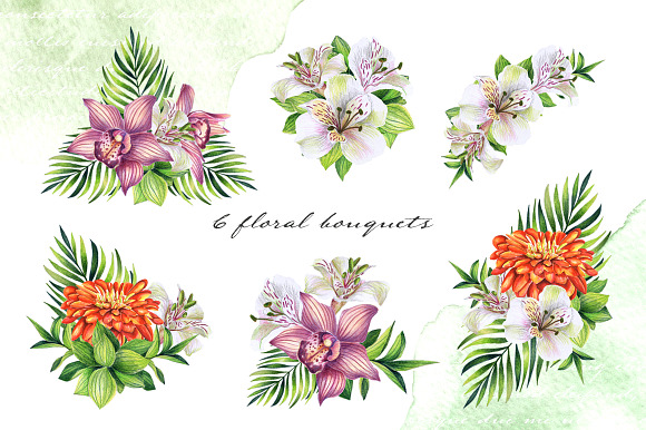 Spring mood. Watercolor floral set in Illustrations - product preview 1