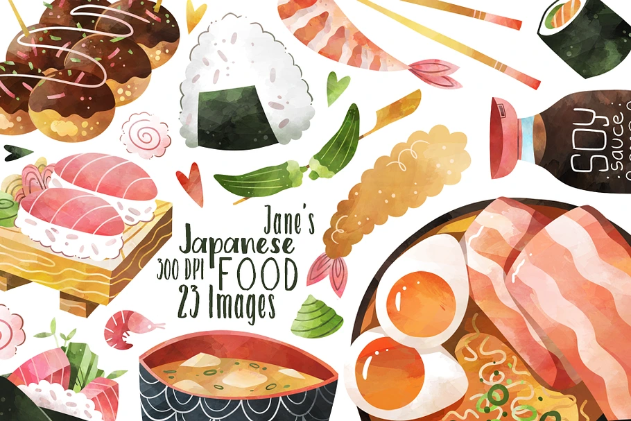 Watercolor Japanese Clipart in Illustrations - product preview 8