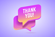 Speech bubble that says thank you.