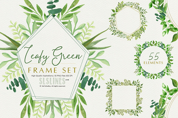 Leafy Green Geometric Frame Set