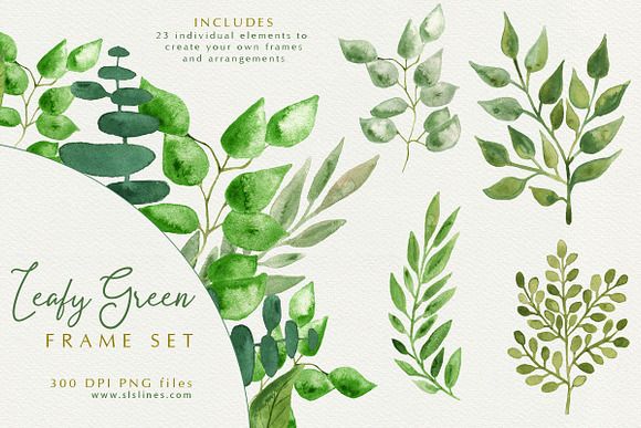 Leafy Green Geometric Frame Set in Illustrations - product preview 10