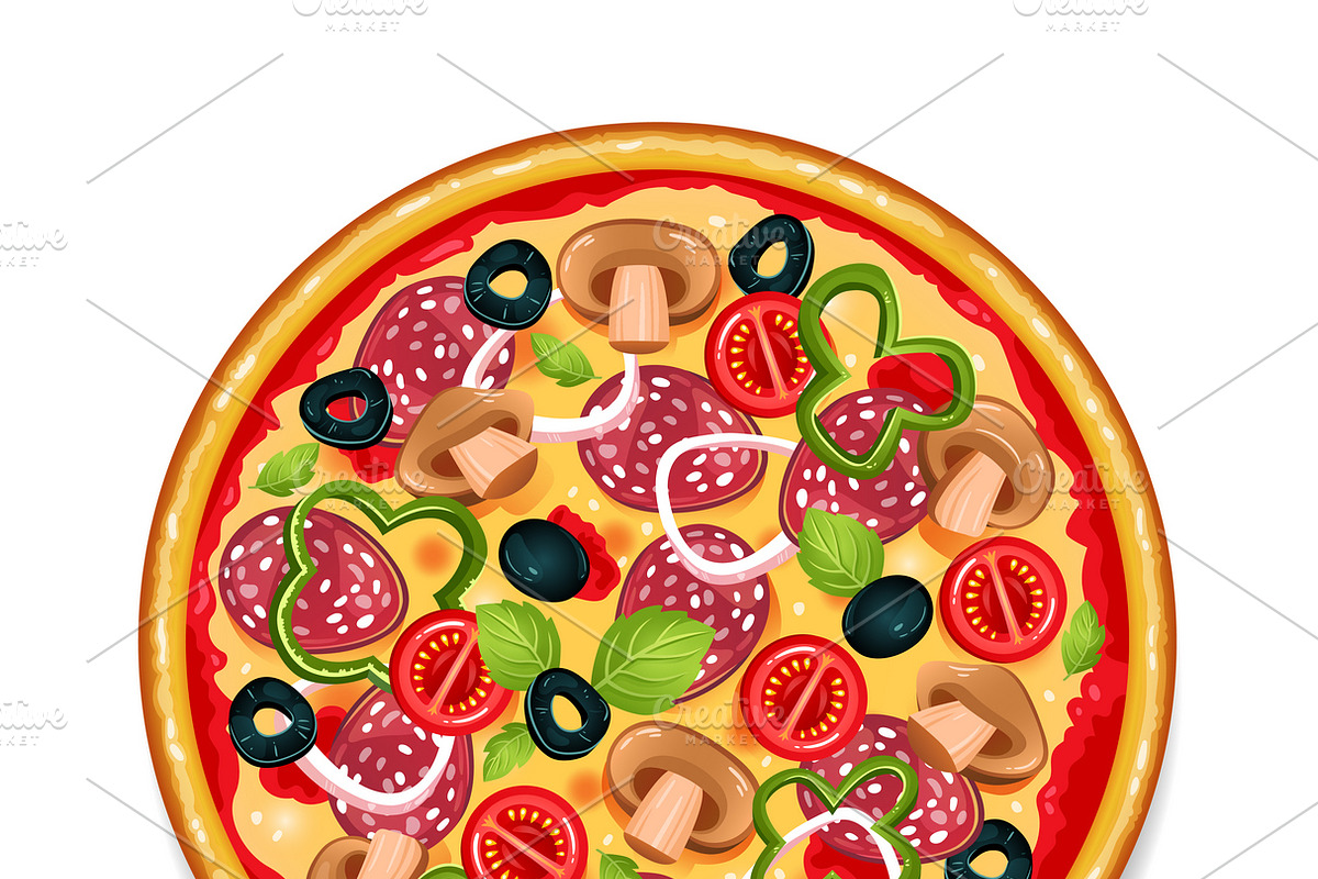 Colorful round tasty pizza in Illustrations - product preview 8