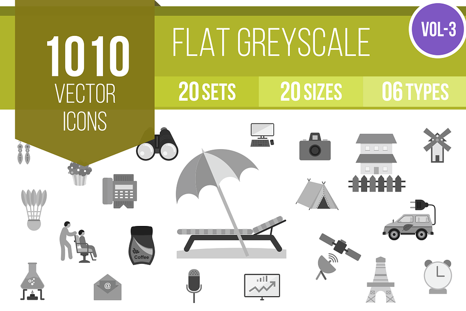 1010 Flat Greyscale (V3) in Graphics - product preview 8