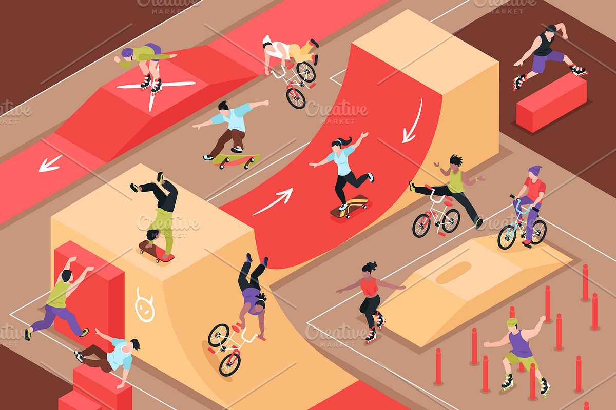 Extreme urban sport isometric in Illustrations - product preview 8