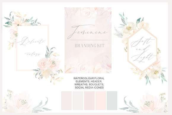 Feminine. Nude & Blush Pink Flowers. in Illustrations - product preview 4