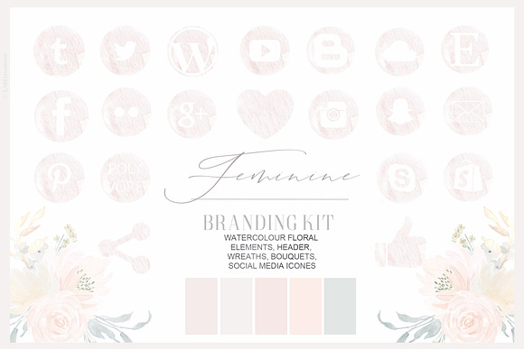 Feminine. Nude & Blush Pink Flowers. in Illustrations - product preview 5