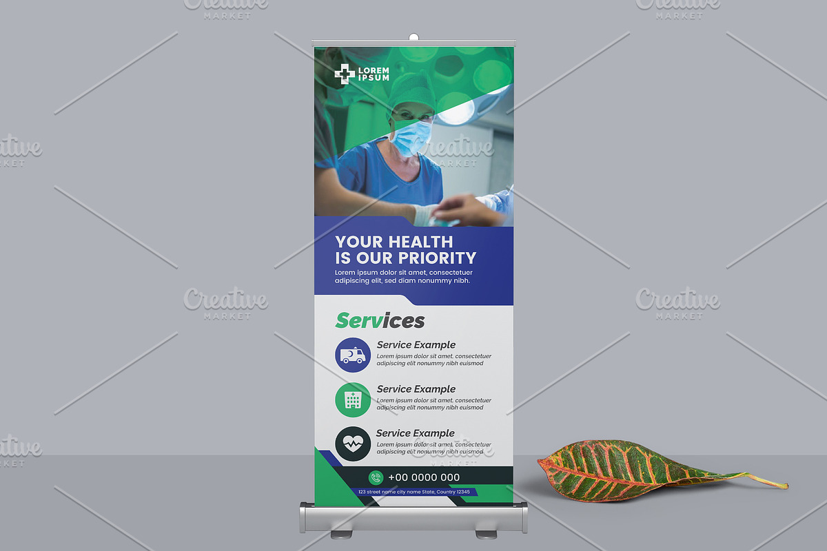 Doctor's/Medical Roll-up Banner in Flyer Templates - product preview 8
