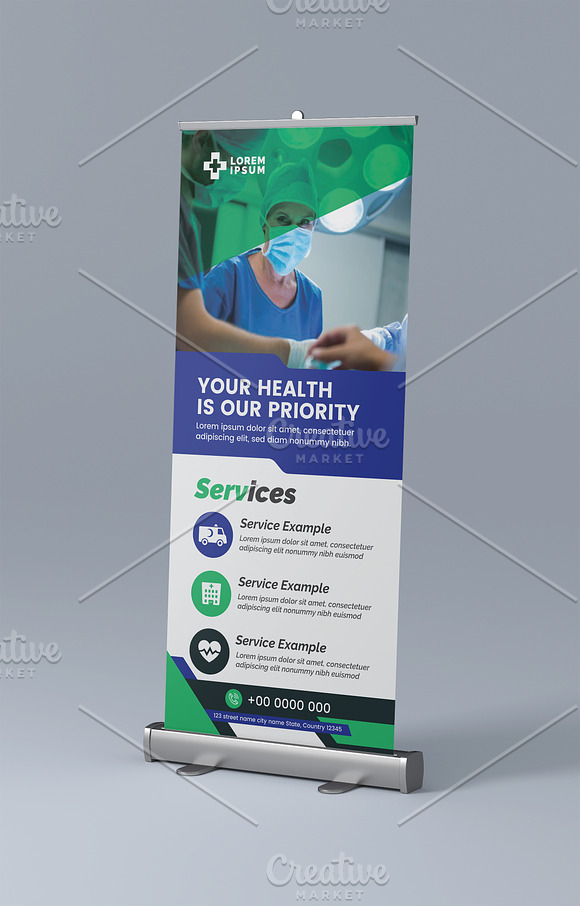 Doctor's/Medical Roll-up Banner in Flyer Templates - product preview 1