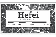 Hefei China City Map in Retro Style.