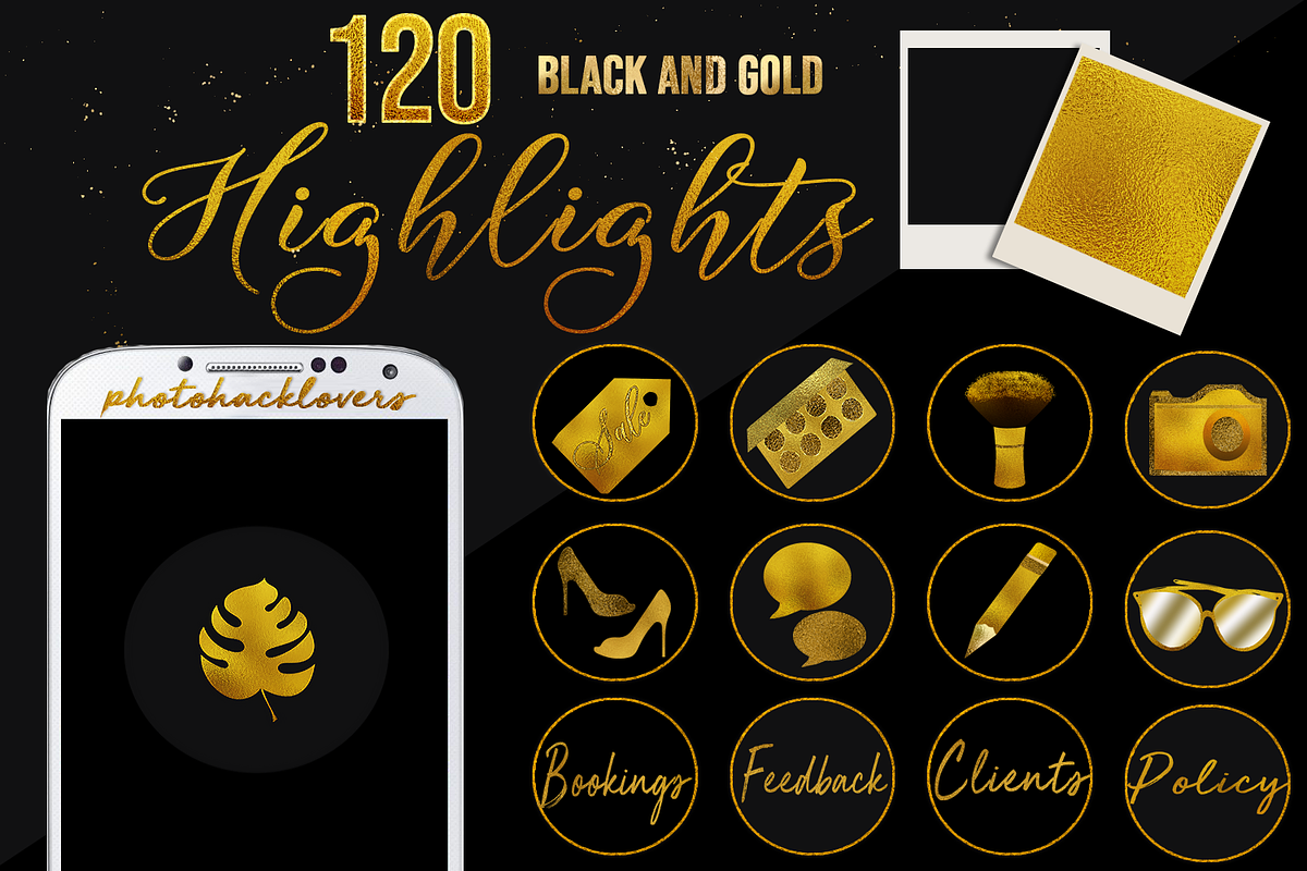 Gold n black Instagram Highlights in Instagram Templates - product preview 8
