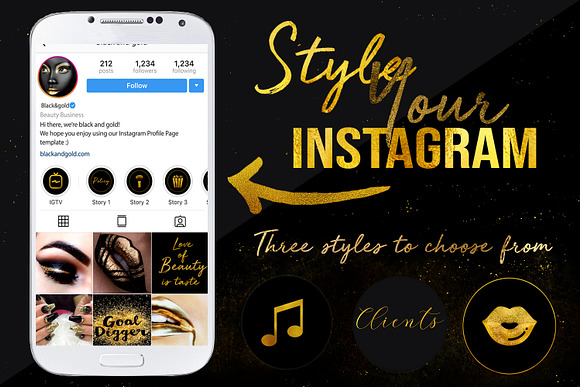 Gold n black Instagram Highlights in Instagram Templates - product preview 1