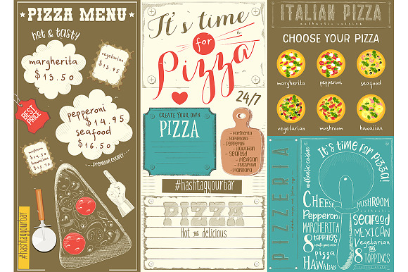 Pizza Menu Placemat in Illustrations - product preview 1