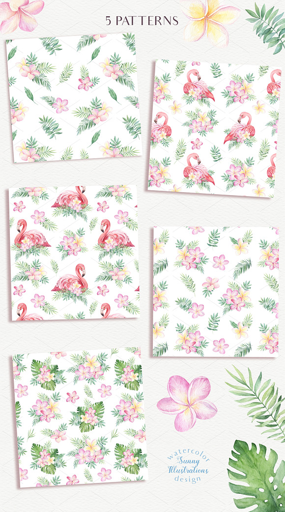 Tropical Blossom Watercolor Set in Illustrations - product preview 8