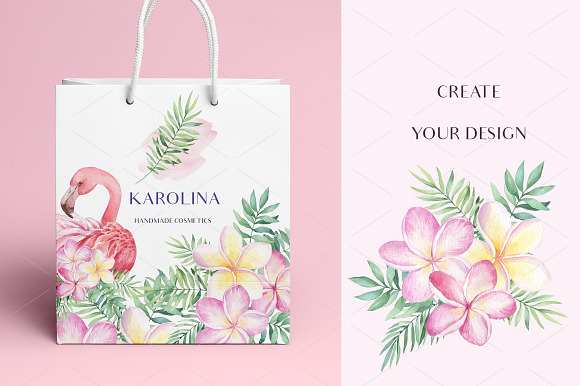 Tropical Blossom Watercolor Set in Illustrations - product preview 10