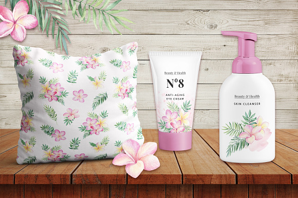 Tropical Blossom Watercolor Set in Illustrations - product preview 11