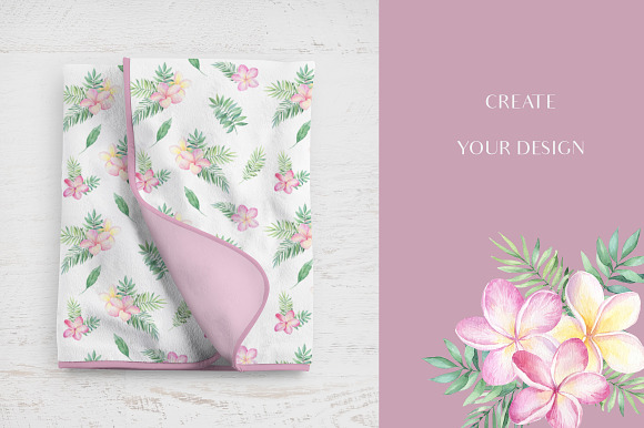 Tropical Blossom Watercolor Set in Illustrations - product preview 12