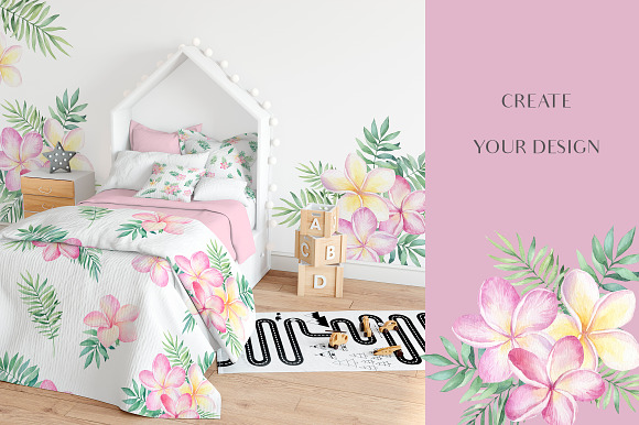 Tropical Blossom Watercolor Set in Illustrations - product preview 13