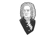 Johann Sebastian Bach sketch vector