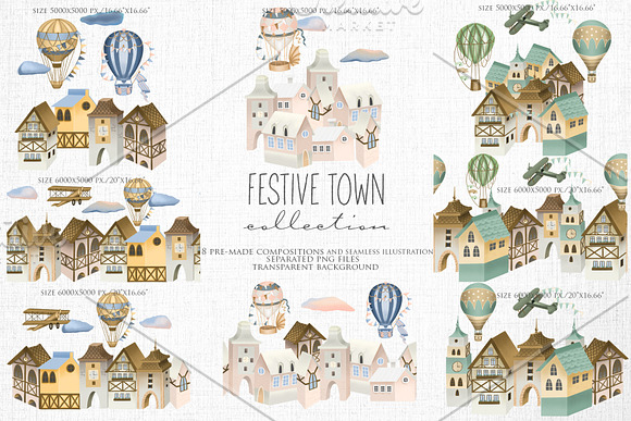 Festive town collection in Illustrations - product preview 4