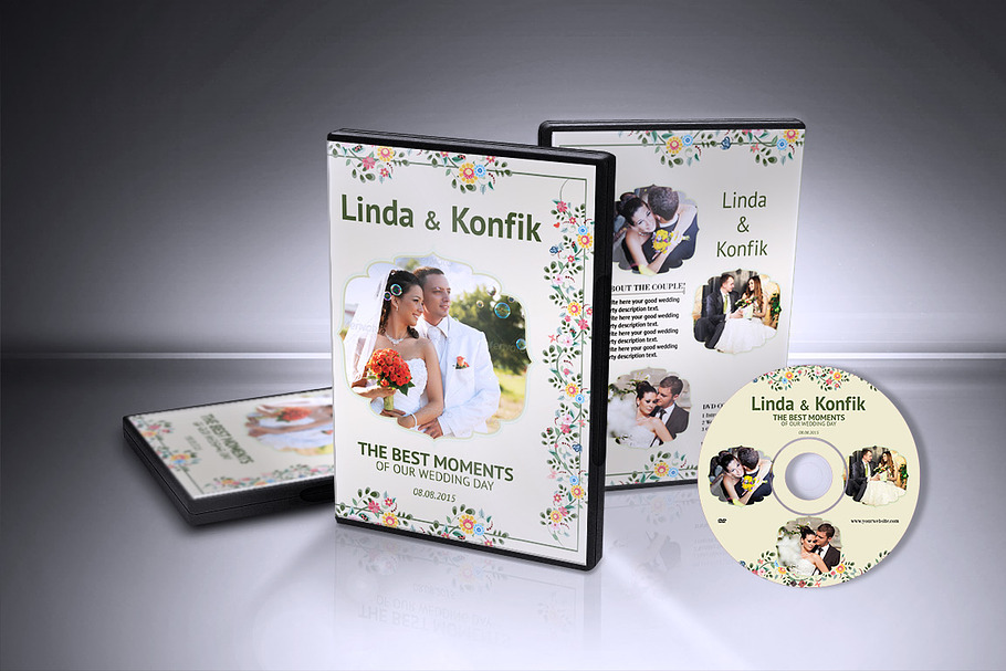 Wedding DVD Cover & CD Label v06 in Stationery Templates - product preview 8