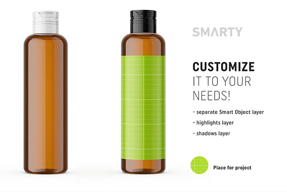 Amber cosmetic bottle mockup in Product Mockups - product preview 1