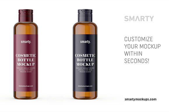 Amber cosmetic bottle mockup in Product Mockups - product preview 2