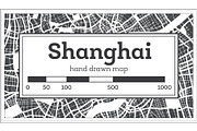 Shanghai China City Map in Retro