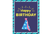 Happy Birthday Card and Text Vector