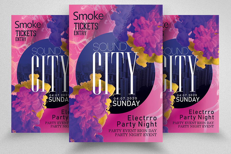 Smoke City Music Party Night Flyer in Flyer Templates - product preview 8